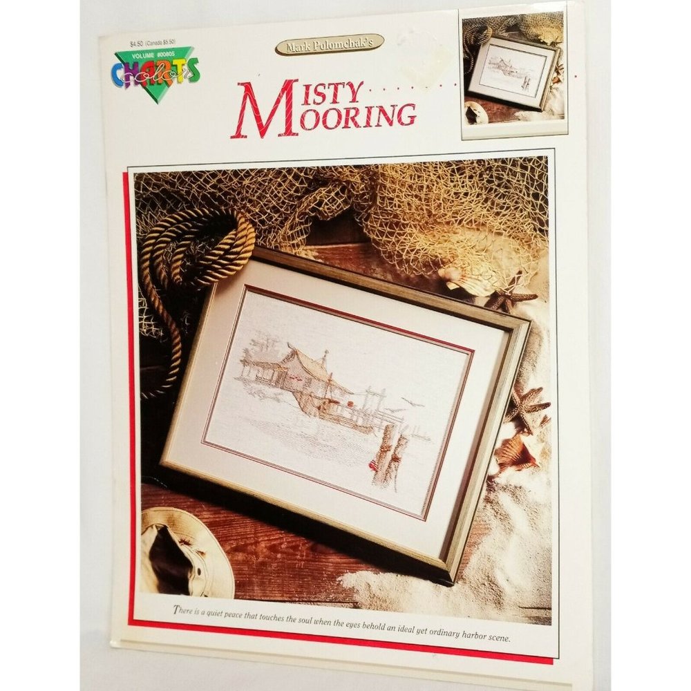 Misty Mooring Harbor Scene Cross Stitch Leaflet Book Color Charts 00805 1990